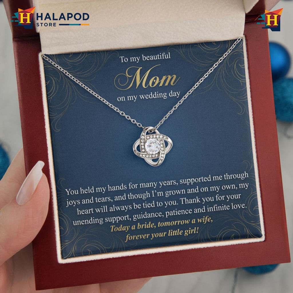 To My Mom On Wedding Day - Forever Your Little Girl Message Card Necklace 2026
