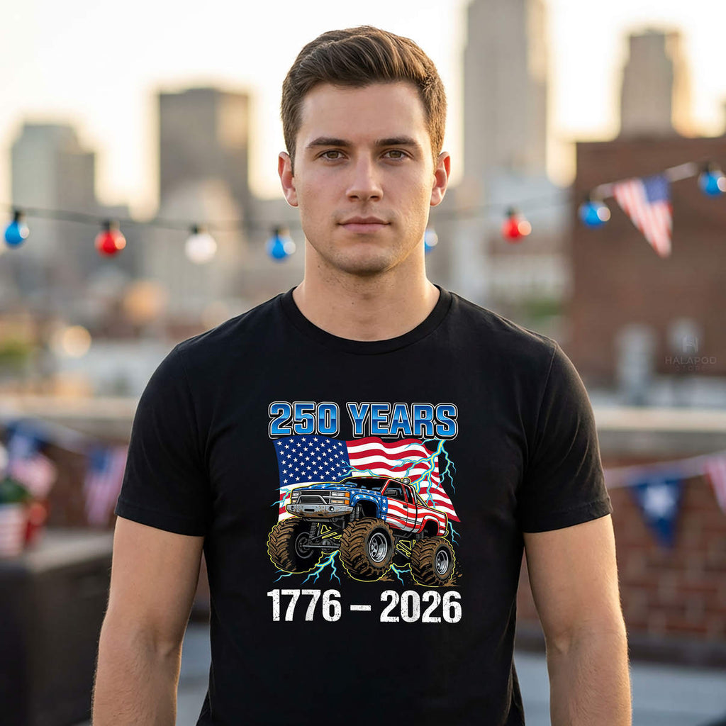 Toddler Momter Truckers Shirt Boys 250 Years American 1776 2026 4th Of July