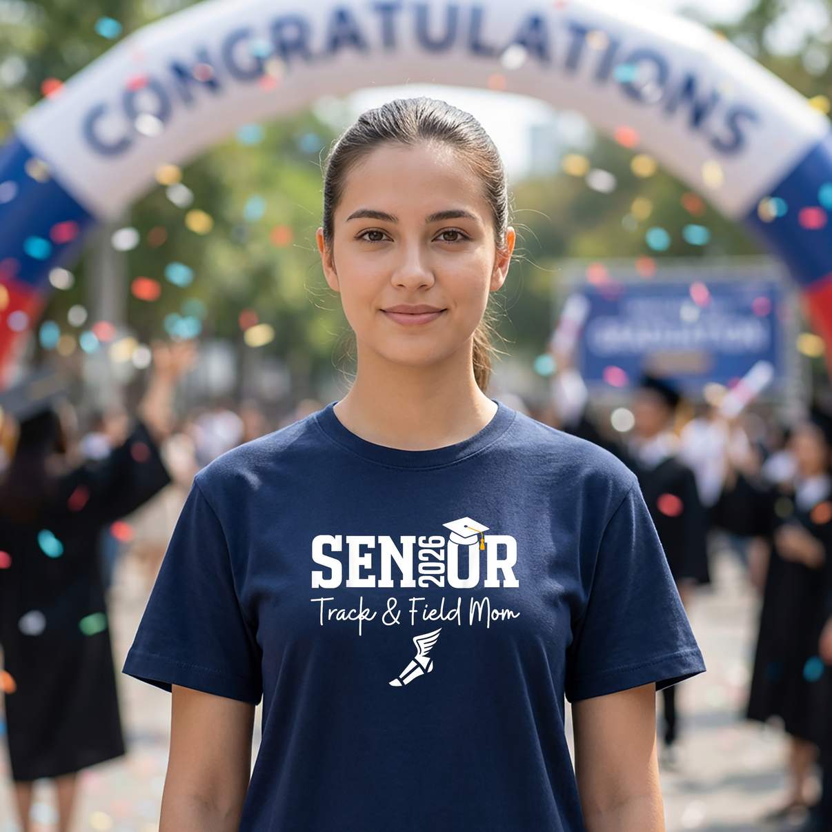 Track Field Senior Mom 2026 T-Shirt Class Of Graduation Graphic Design For Mens