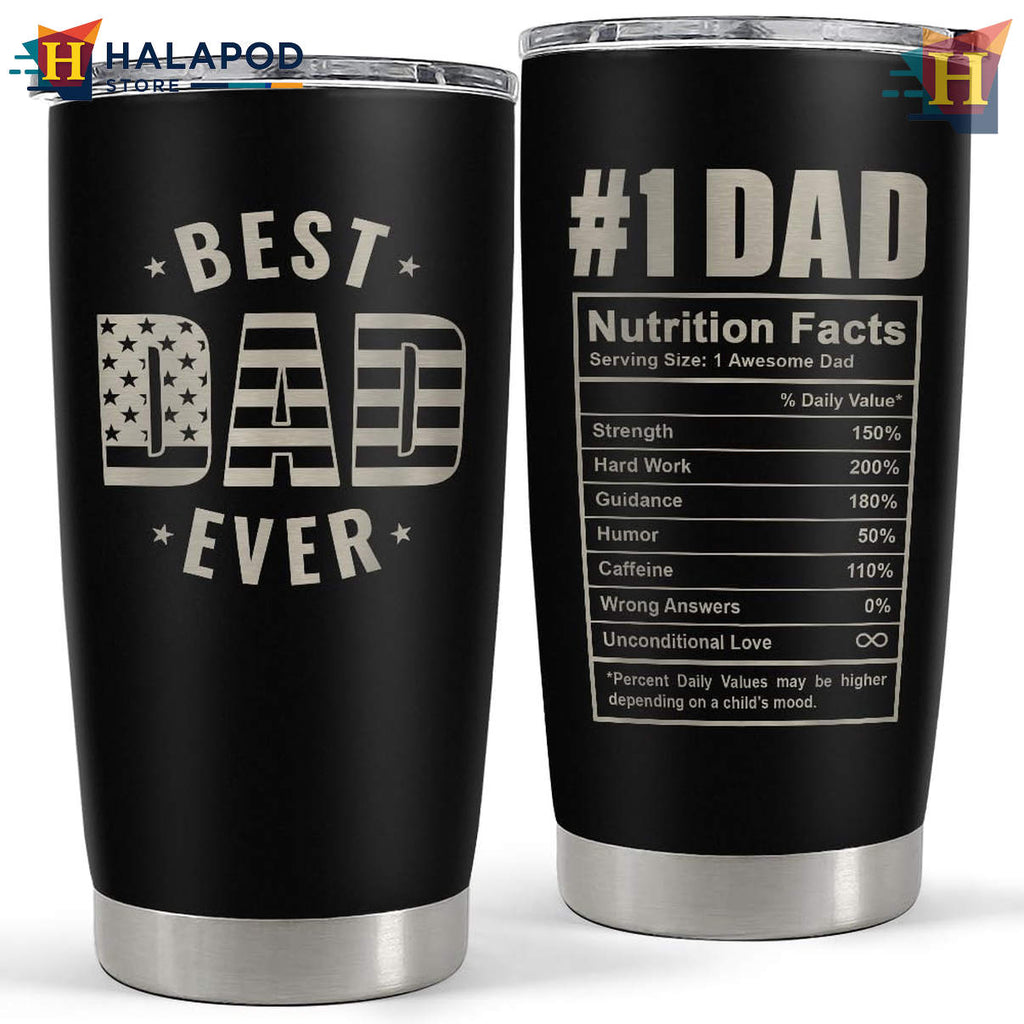 Travel Best Dad Ever Tumbler 2026 Dad Nutrition Facts Fathers Day Gift Idea