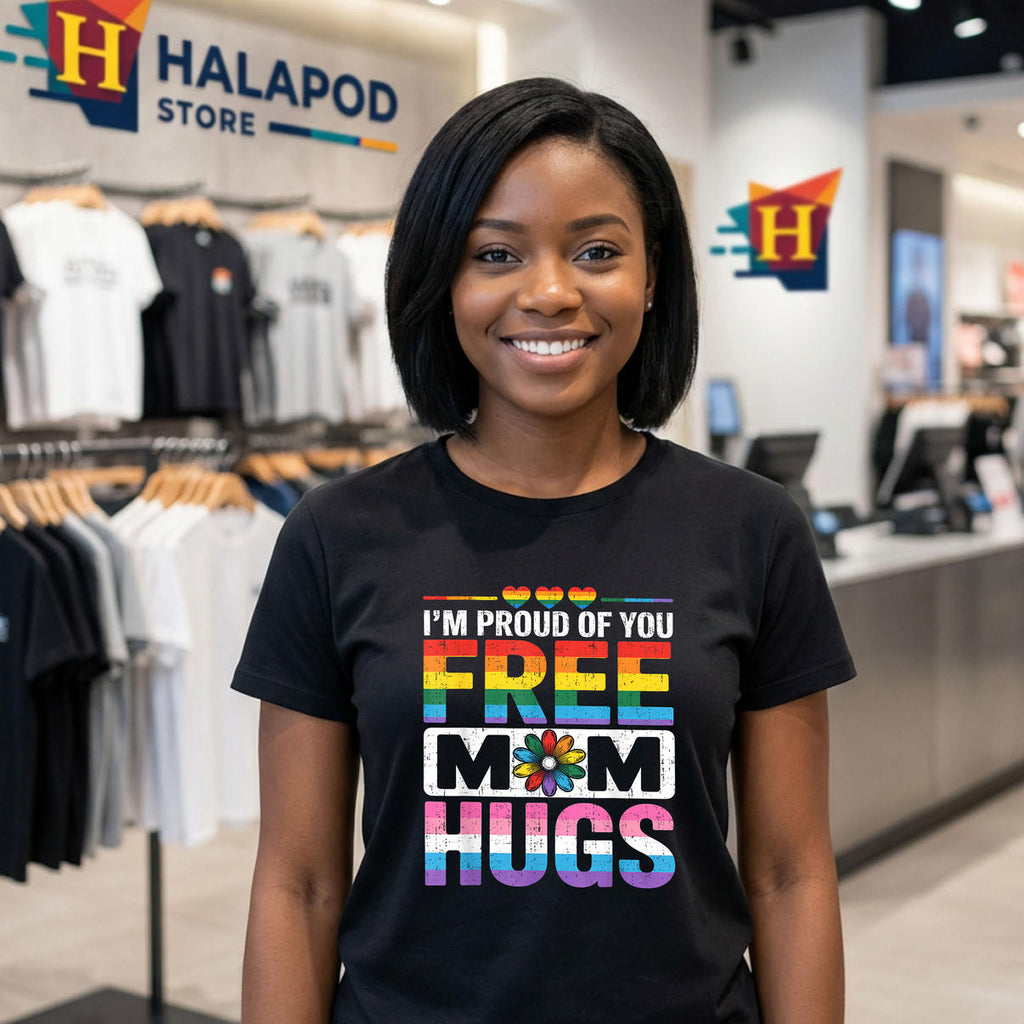 Trendy Rainbow Free Mom Hugs LGBT Shirt 2026 LGBTQ Pride Month Fan Apparel