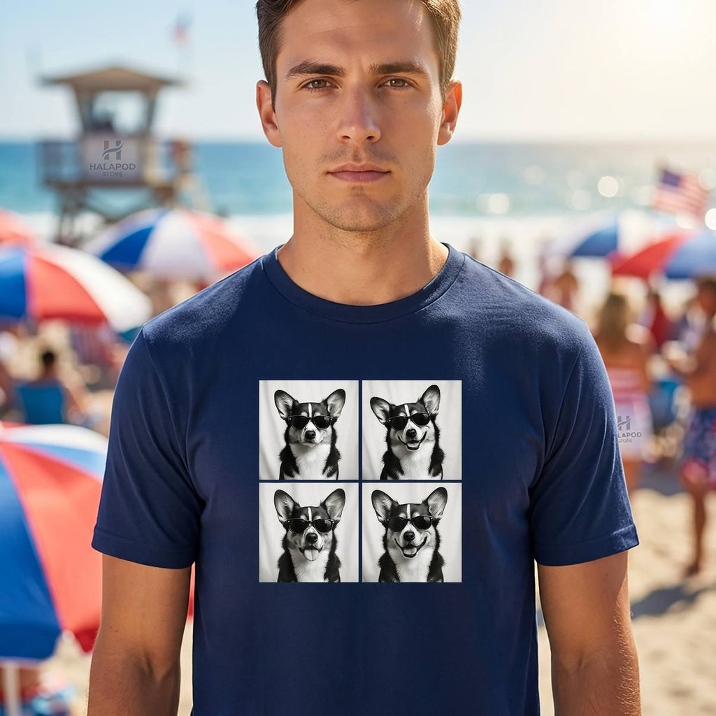 Tri Color Corgi Photo Booth Shirt Funny Dog Lover Cute Graphic For Mens