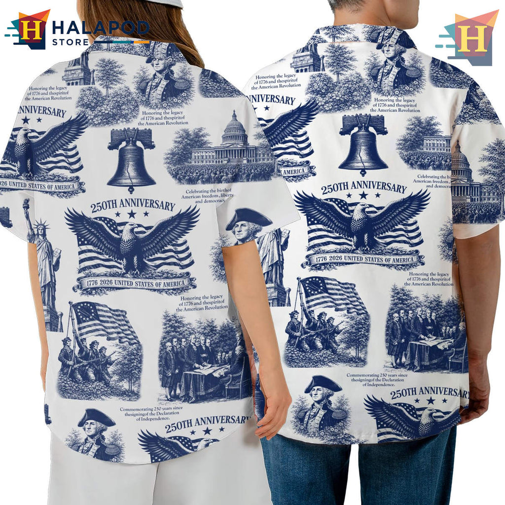 Tropical 250th Hawaiian Shirt Funny American Floral Beach Vacation Mens Shirt