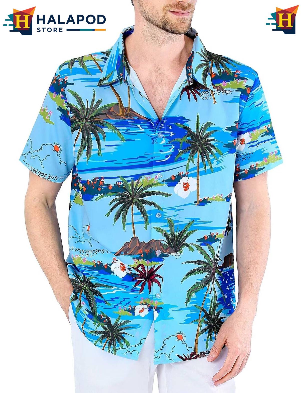 Tropical Beach Tropical Shirt Mens Aloha Button Down Short Sleeve Outfits
