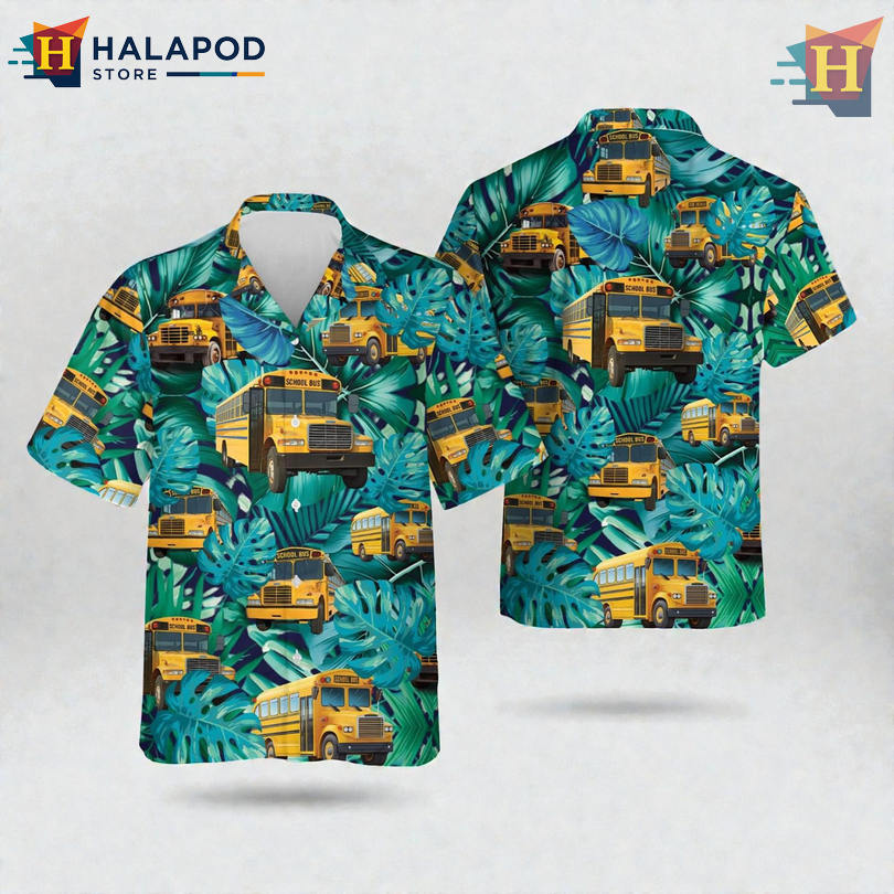 Tropical Bus Driver Artwork Short Sleeve Hawaiian Shirt for Everyday Comfort