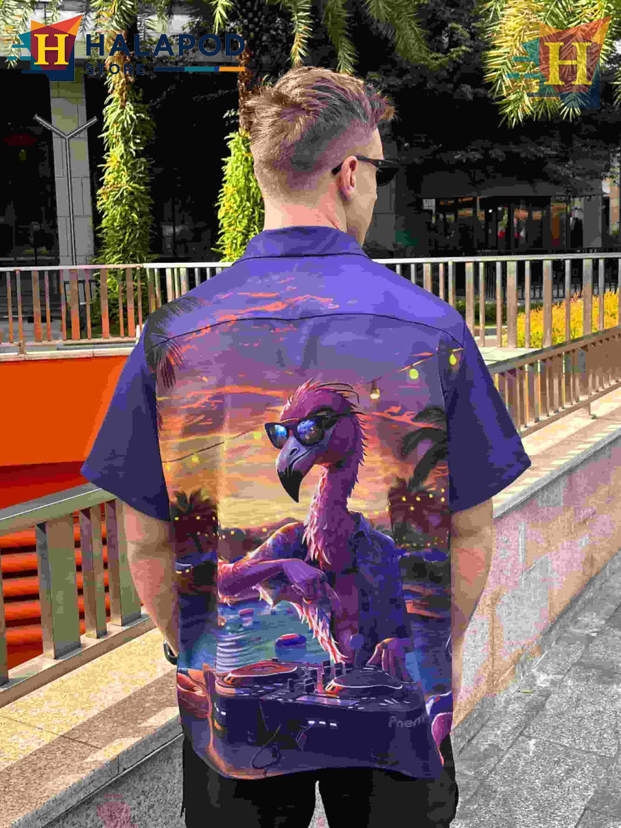 Tropical Flamingo Hawaiian Shirt Funny Graphic Casual Beach Summer Mens Shirt
