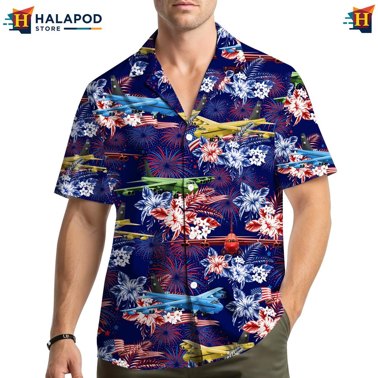 Tropical Patriotic Hawaiian Shirt For Men, 4th Of July Button Down Shirt
