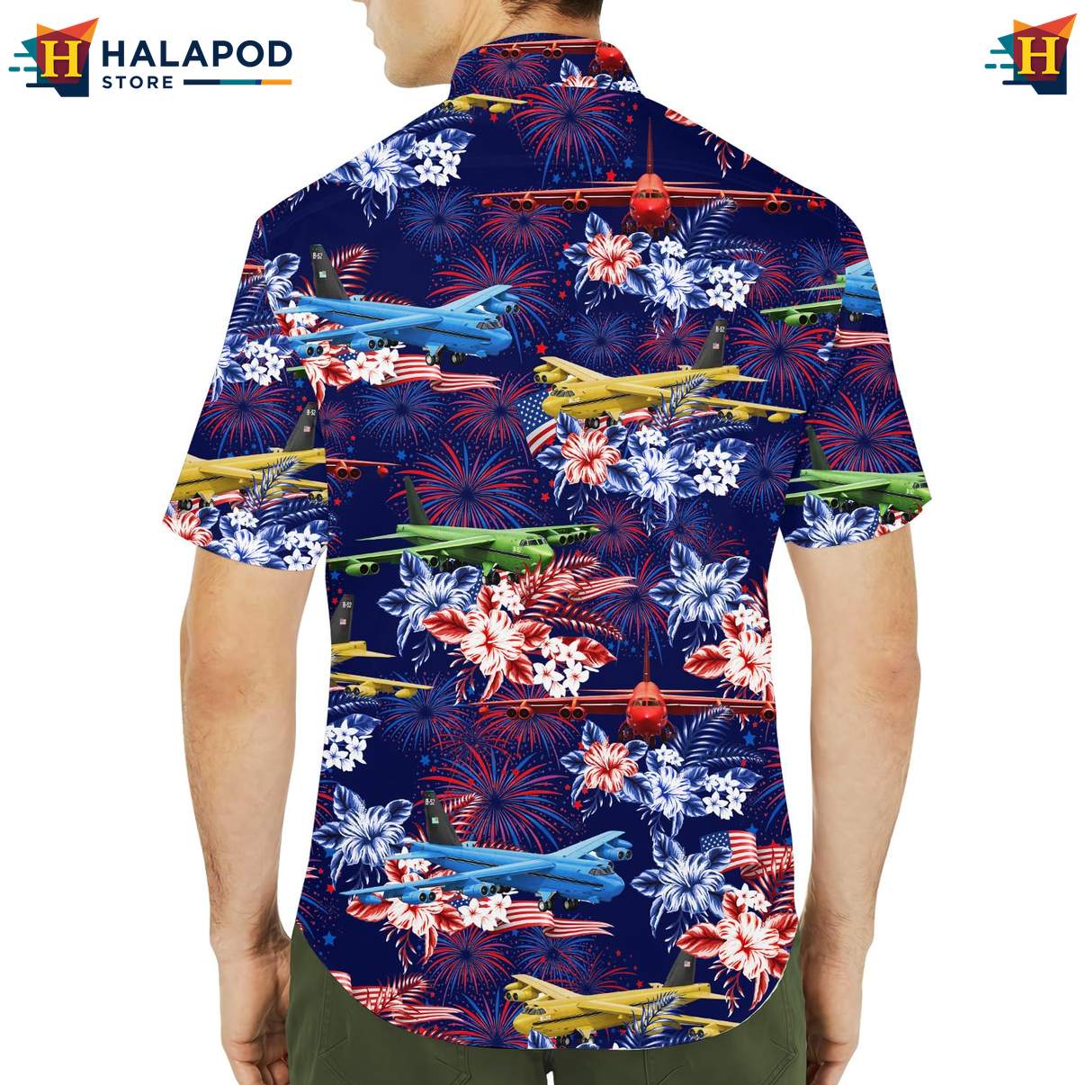 Tropical Patriotic Short-sleeve button-up shirt For Men, 4th Of July Button Down Shirt
