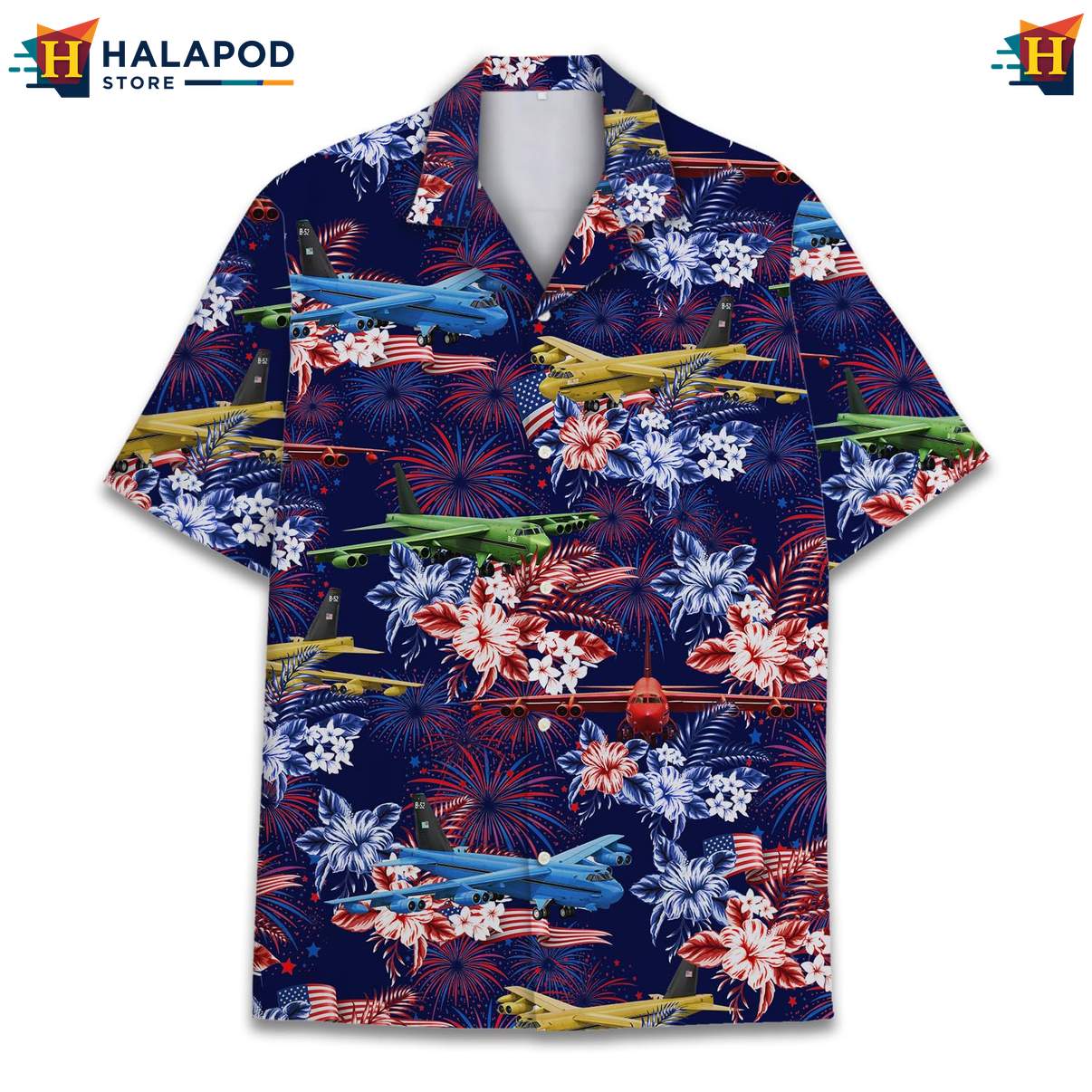 Tropical Patriotic Aloha Shirt For Men, 4th Of July Button Down Shirt