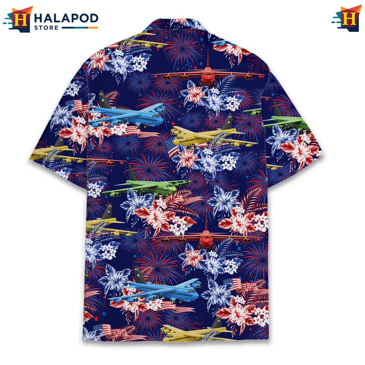 Tropical Patriotic Short-sleeve button-up shirt For Men, 4th Of July Button Down Shirt
