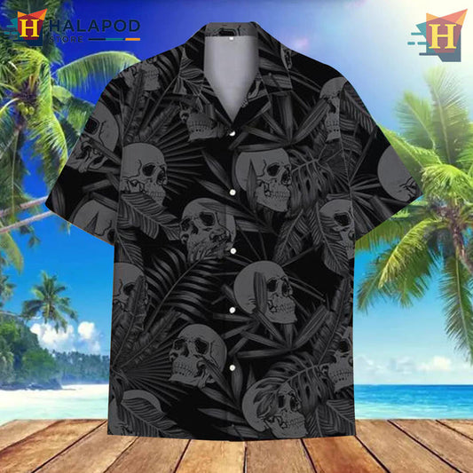 Tropical Skull Graphic Hawaiian Button Up Shirt Bold Summer Beach Party Style