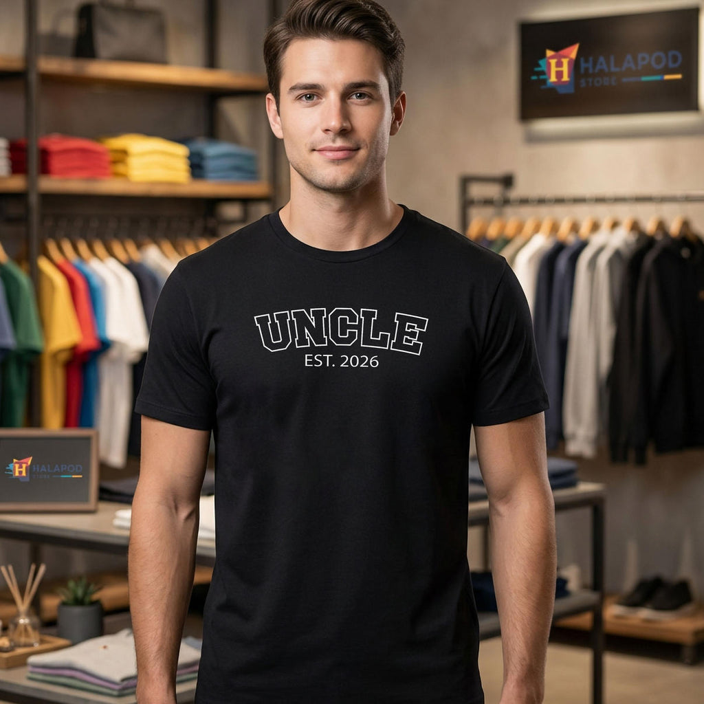 Uncle Announcement Fathers Day Shirt 2026 New Uncle Est Family Fan Apparel