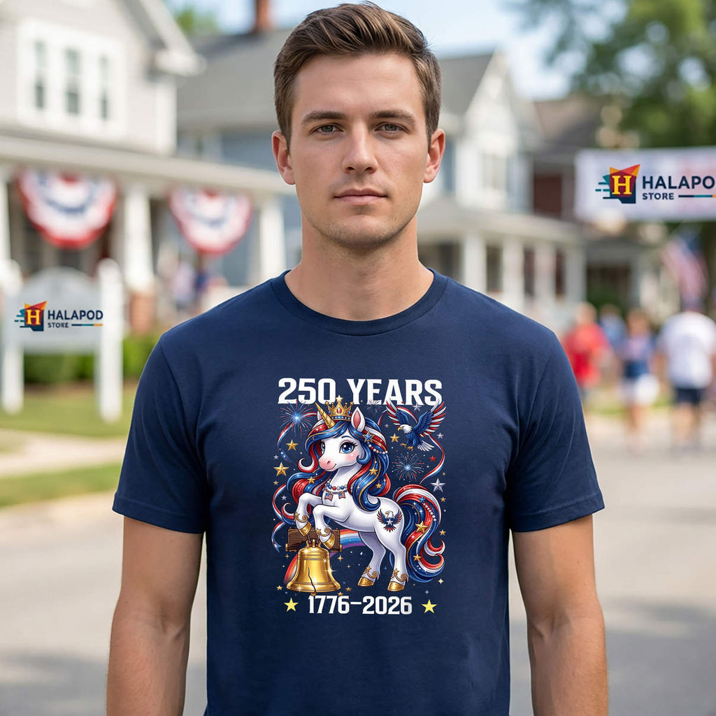Unicorn 250 Years Girls Kids Shirt 250th Anniversary USA Patriotic Graphic