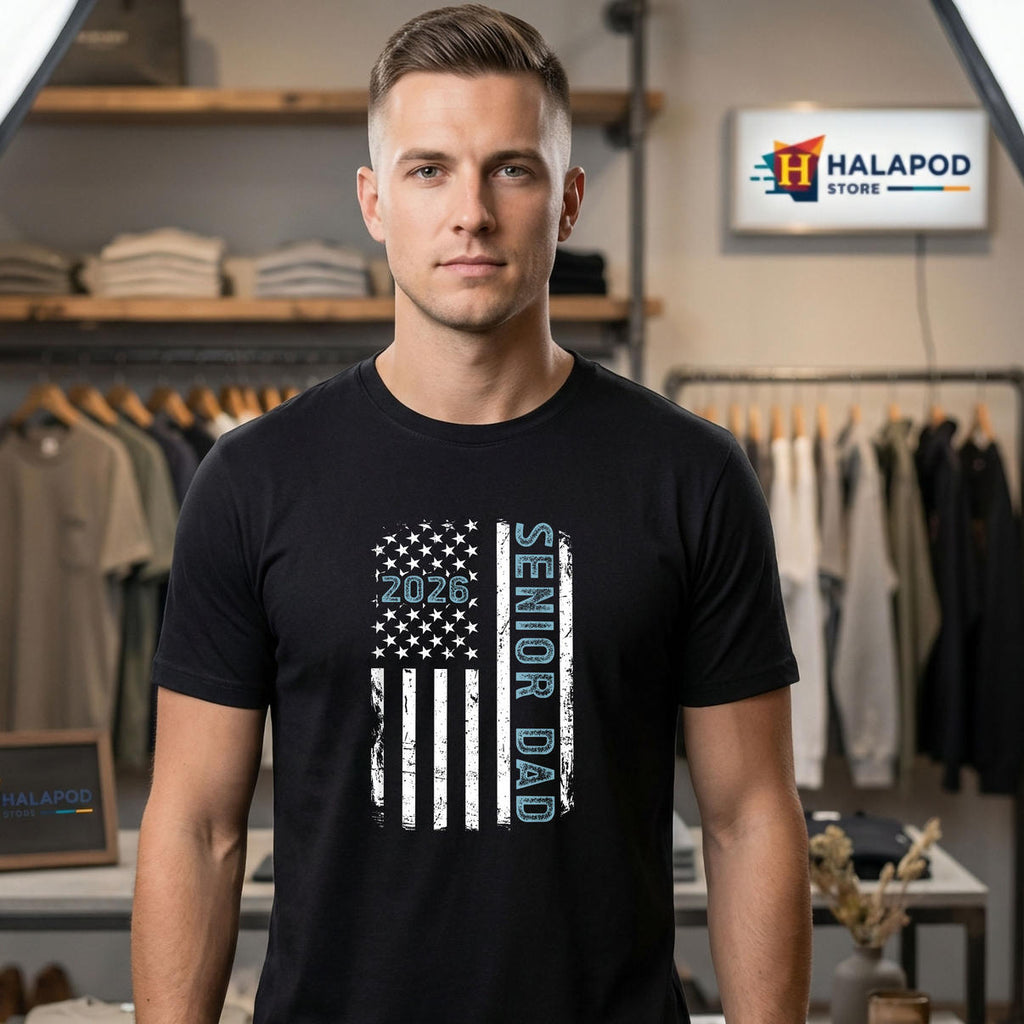 US Flag Class Of Senior Dad Shirt 2026 Patriotic Graduation Family Fan Apparel