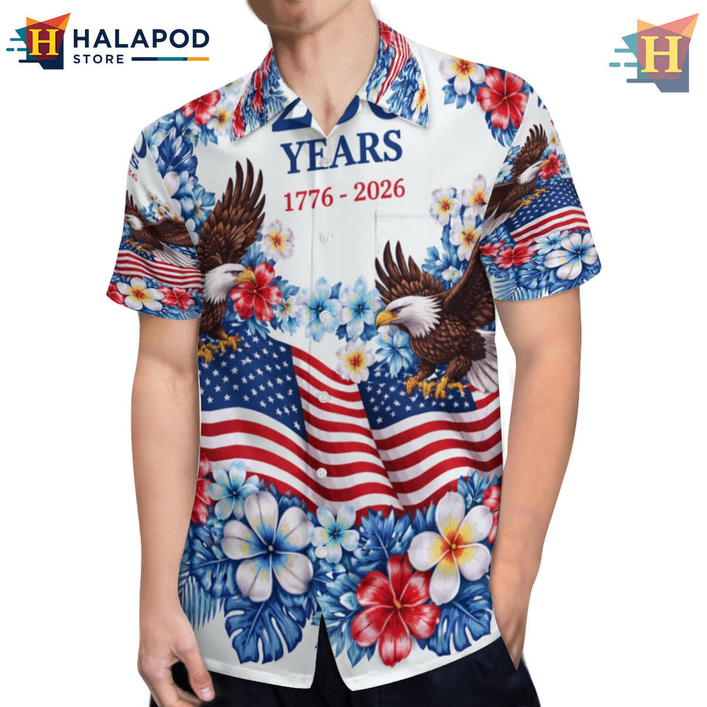 USA Art Print 250th Hawaiian Shirt 2026 Patriotic Independence Fan Apparel