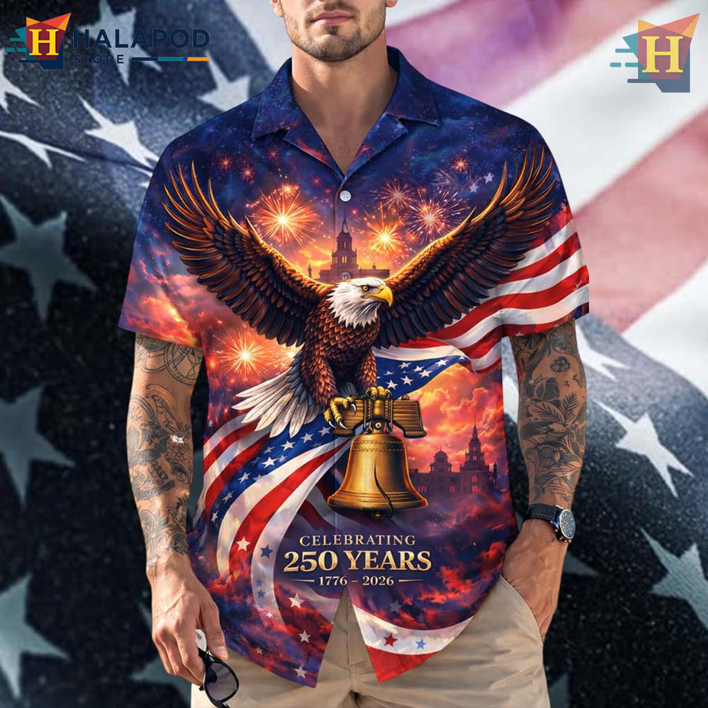 USA Celebration Patriotic Independence Hawaiian Shirt 2026 America 250th Gear