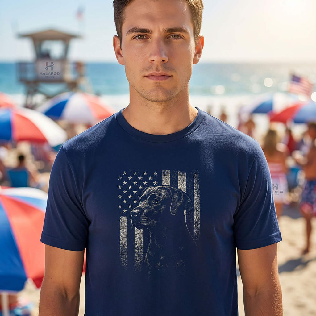USA Flag Black Labrador Lab Owners Shirt Patriotic Dog Graphic Novelty Mens