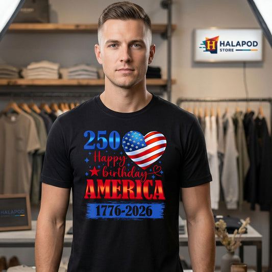USA Hearts July 4th 250th Birthday Shirt 2026 1776 250 Years Patriotic Gear