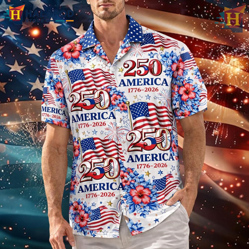 USA Independence Celebration Patriotic Hawaiian Shirt 2026 America 250th Gear
