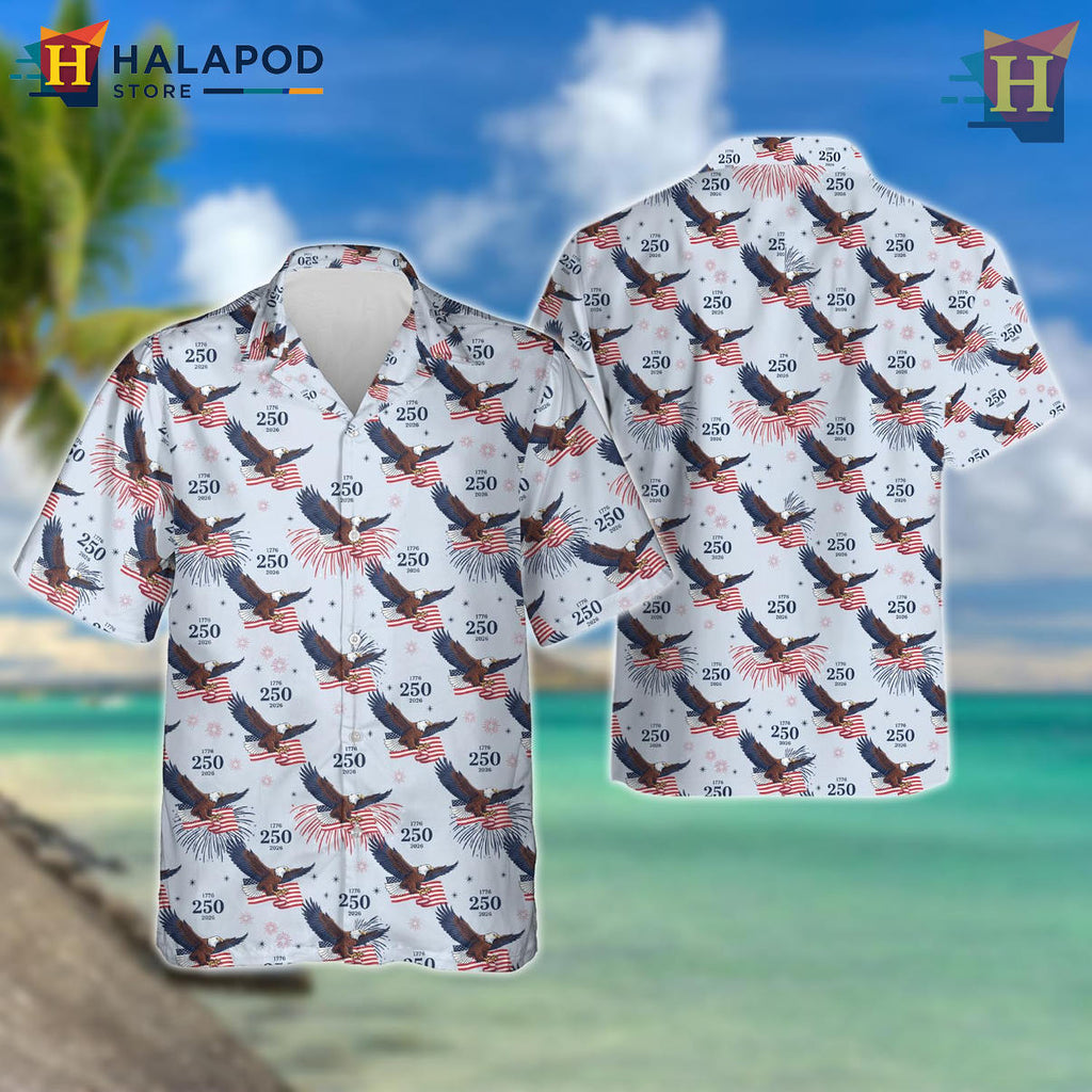 USA Patriotic 250th Hawaiian Shirt 2026 Fourth Of July Celebration Apparel