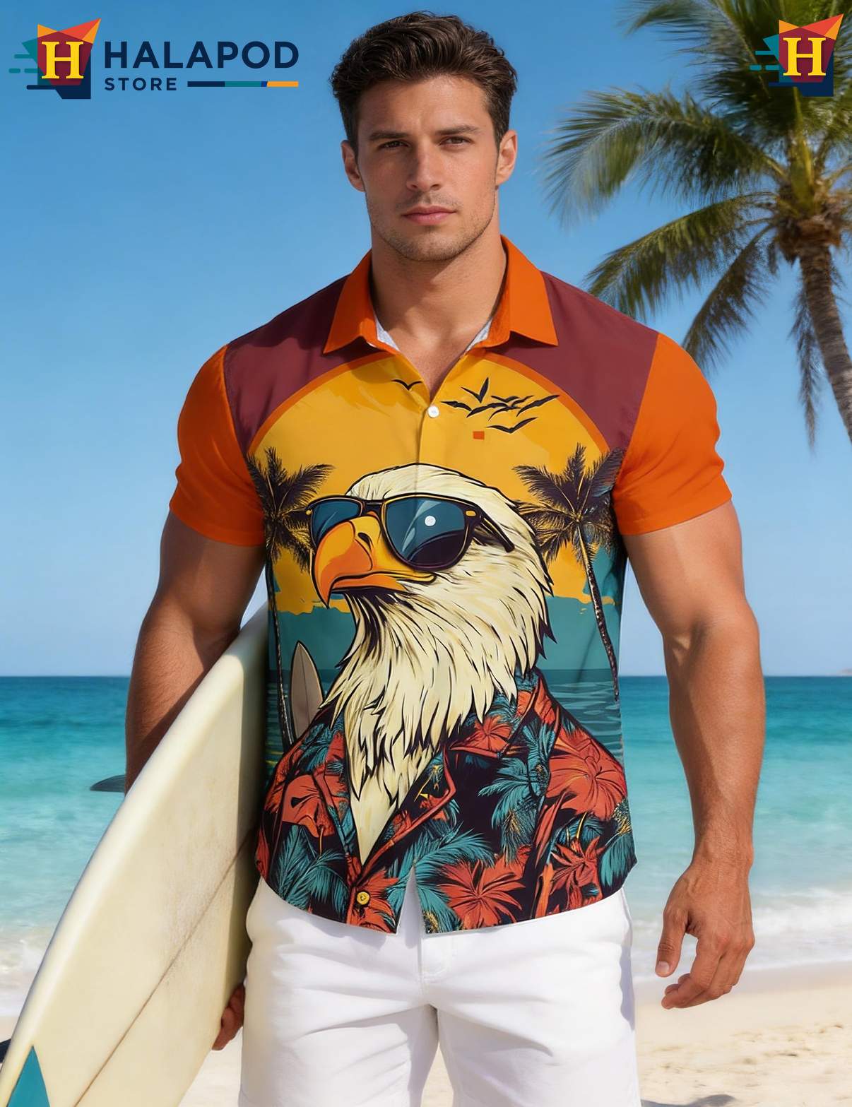 Vacationing Eagle Tropical Tropical Shirt Casual Funny Short Sleeve Tops