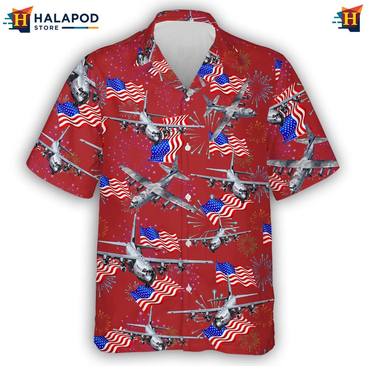 Veteran Military Airplane Casual Shirt Mens Hawaiian Linen Button Down Tops