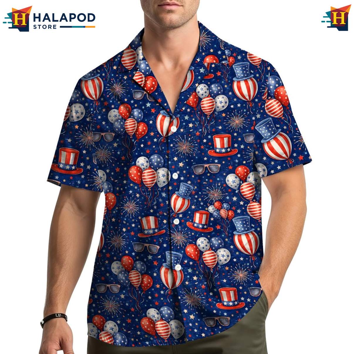 Vibrant Patriotic Aloha Shirt, Usa Flag Design Short Sleeve Button Down Shirt For 4th Of July