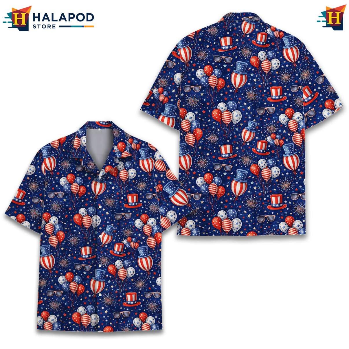 Vibrant Patriotic Aloha Tee Shirt, Usa Flag Design Short Sleeve Button Down Shirt For 4th Of July