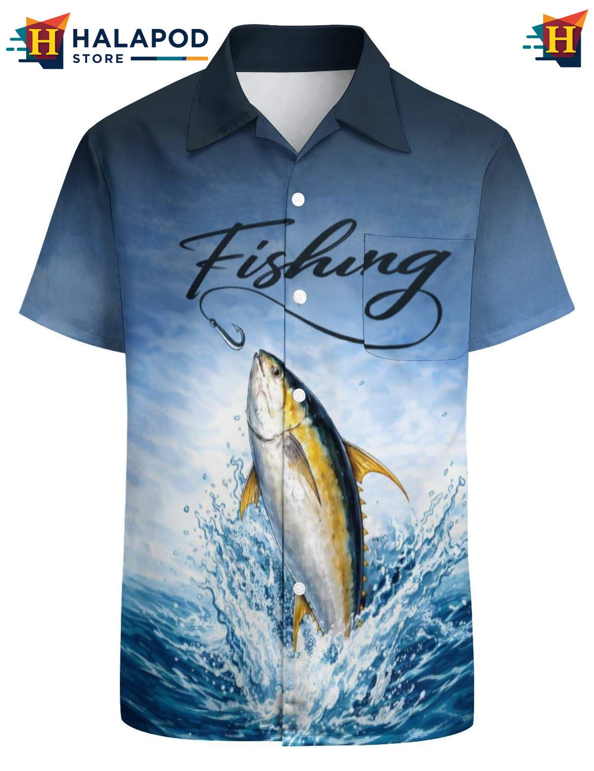 Vibrant Tuna Aloha Shirt, Fishing Tropical Button Up Shirt For Men