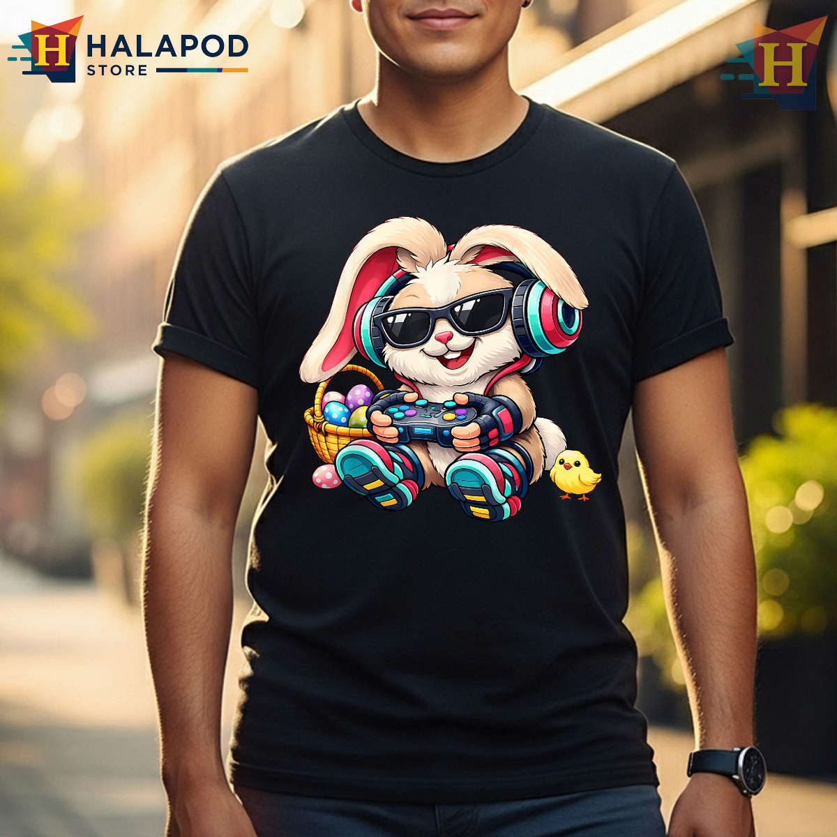 Video Game Bunny Happy Easter Gamer Easter Shirts For Boys