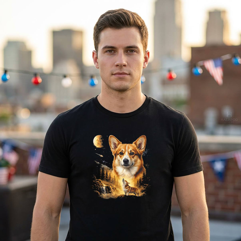 Vintage 90s Corgi Howling Shirt To The Moon Funny Dog Graphic For Mens