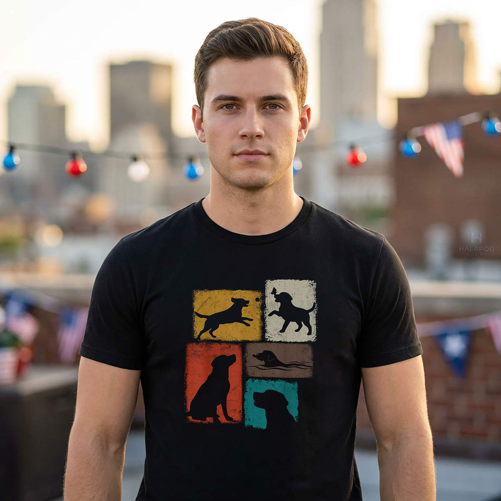 Vintage Collage Labrador Retriever Shirt Lab Dad Mom Dog Lover Graphic Mens