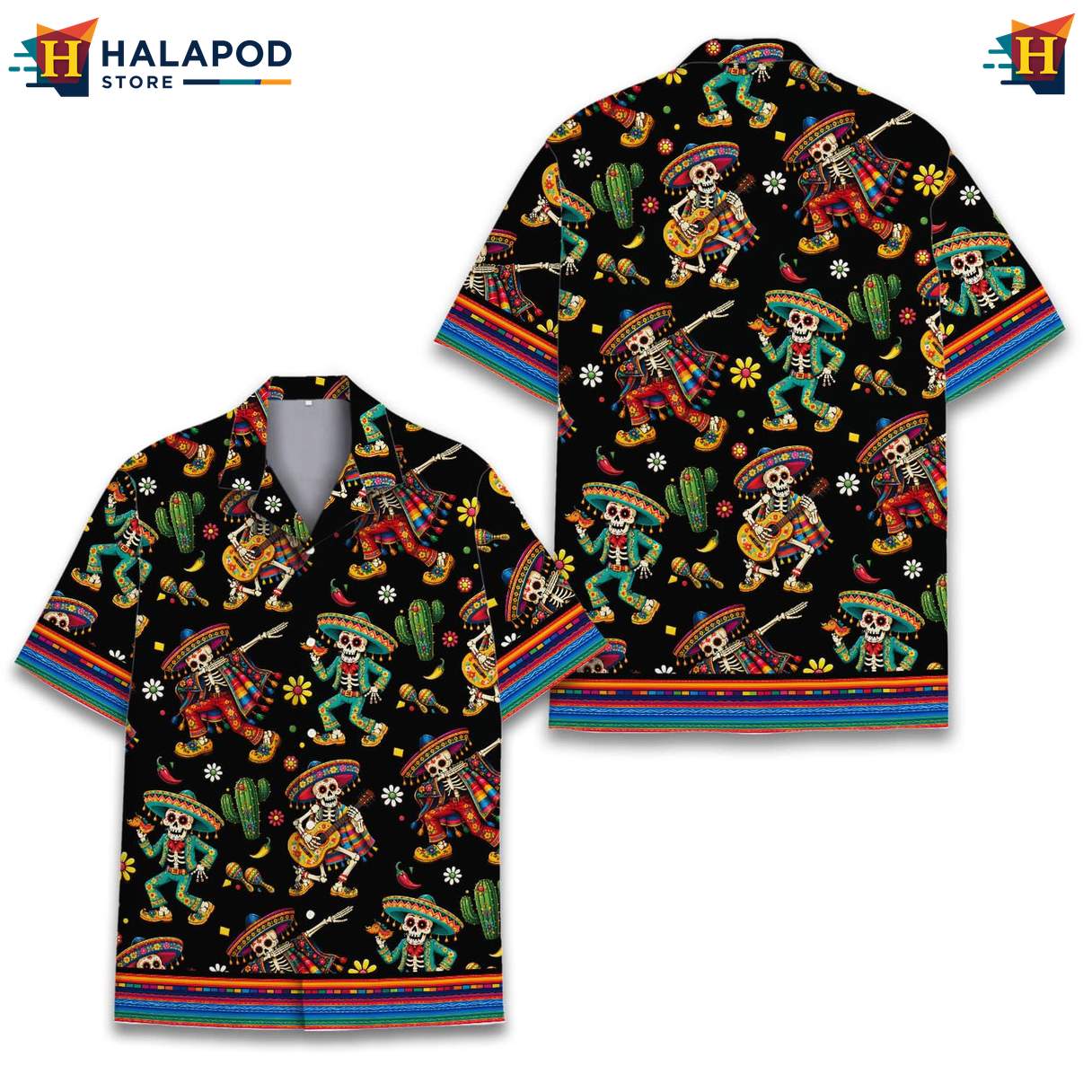 Vintage Skeleton Short-sleeve button-up shirt, Festive Cat Aloha Shirt For Summer Beach Parties