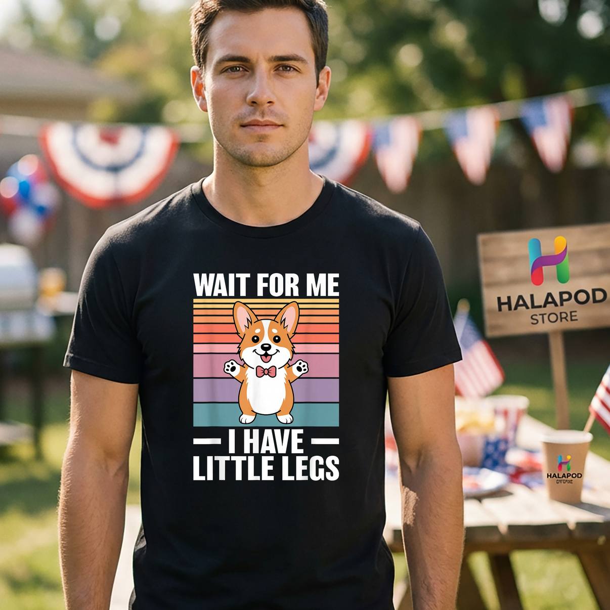 Wait For Me I Have Little Legs TShirt Funny Corgi Dog Graphic Apparel Men