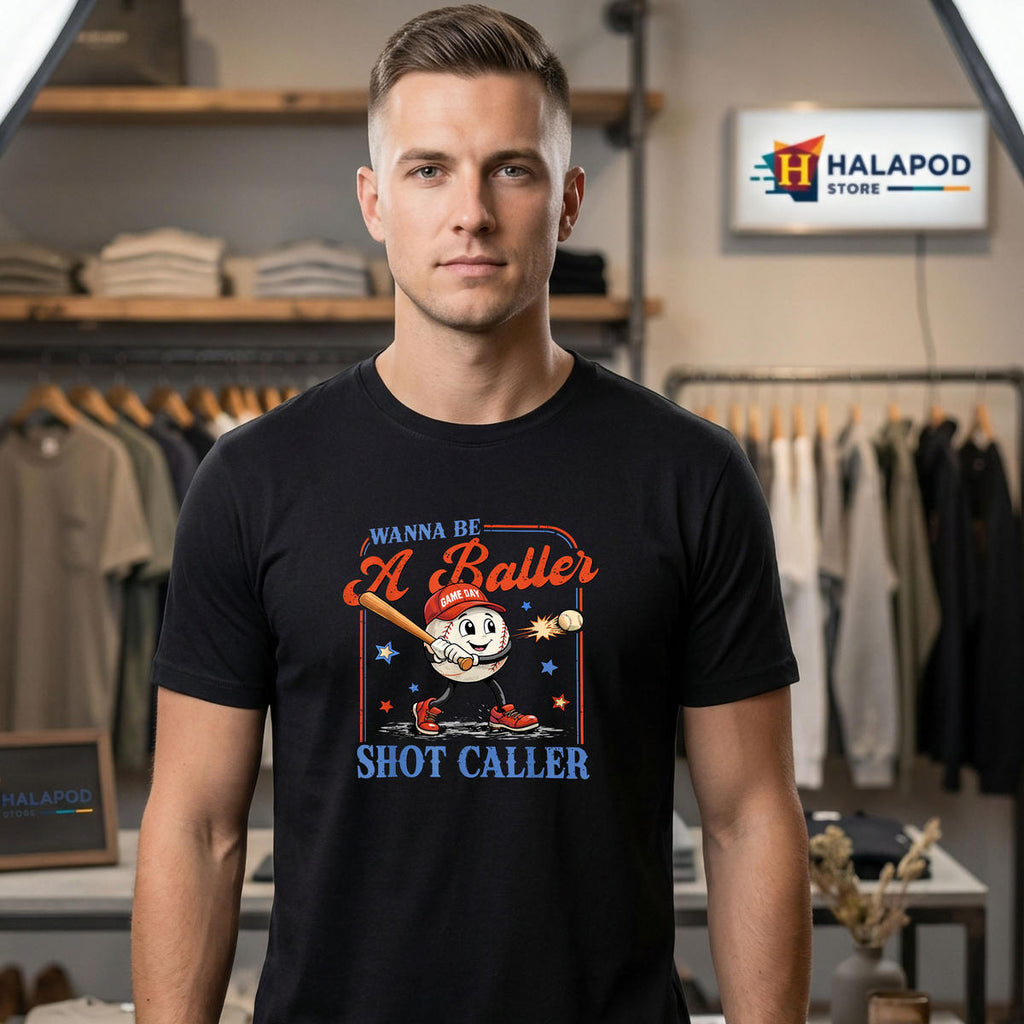 Wanna Be A Baller Shot Caller Shirt 2026 Kids Boys Retro Baseball Fan Apparel