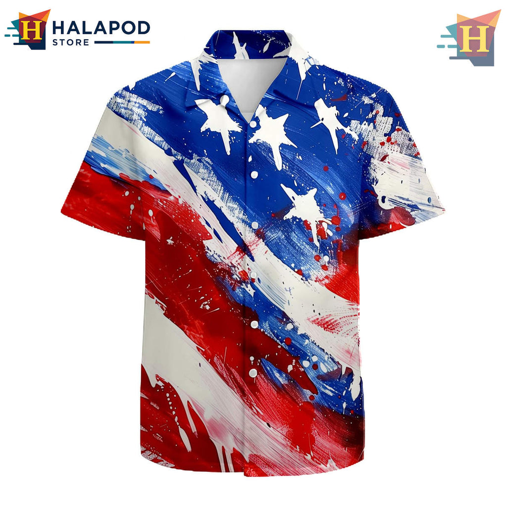 Watercolor American Flag Hawaiian Shirt 2026 Funny Graphic Tropical Holiday Gear