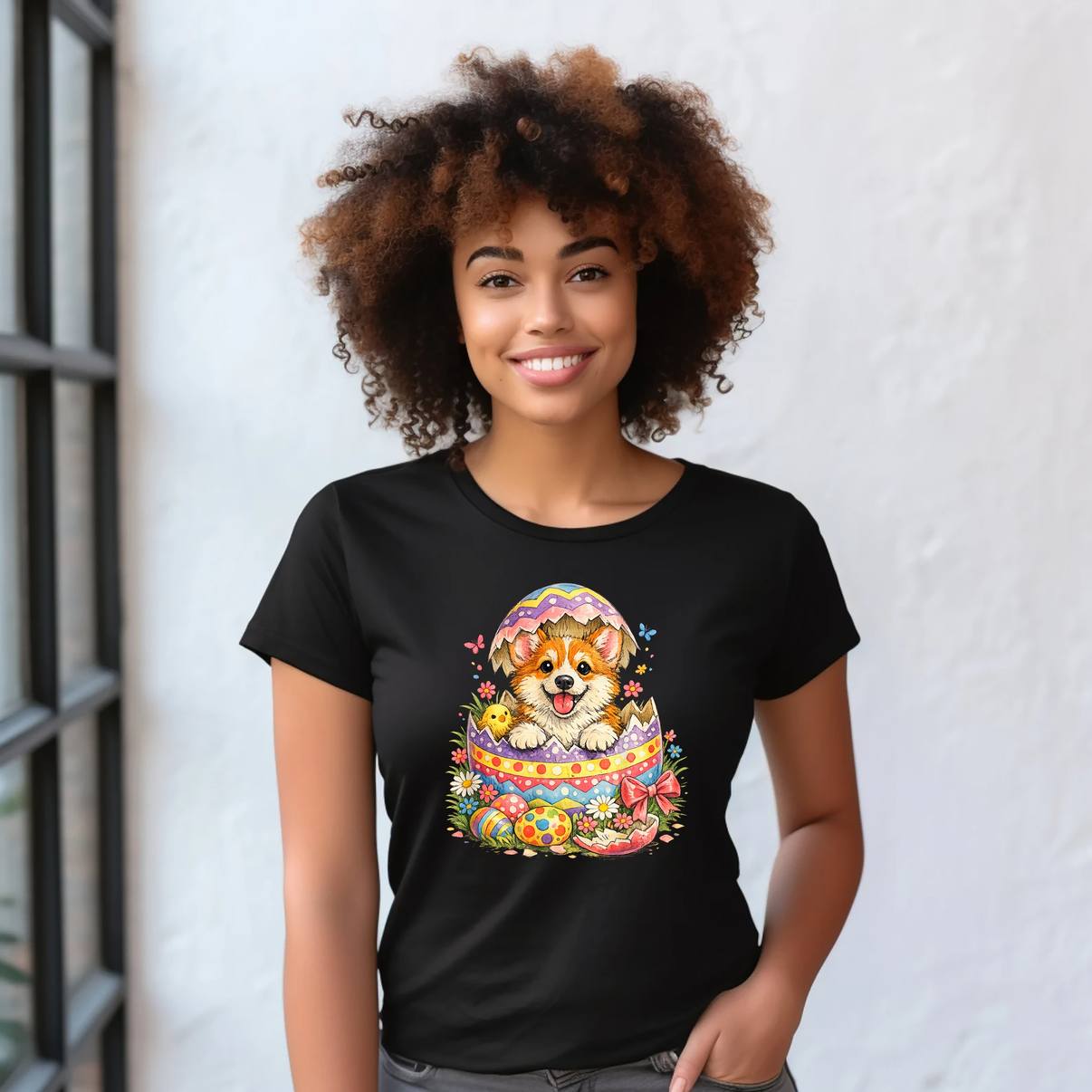 Welsh Corgi Easter Egg Hatched Shirt Cute Puppy Dog Surprise Graphic Mens