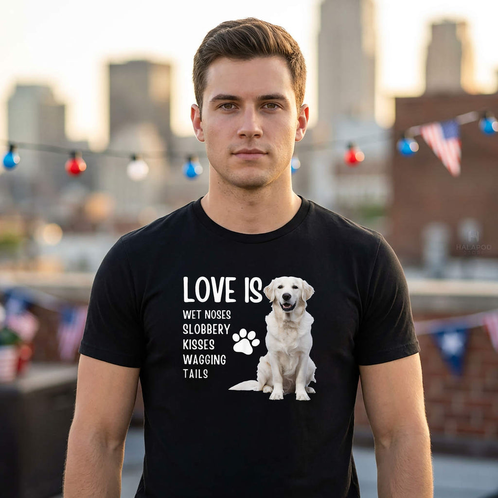 White English Cream Retriever Shirt Love Is Mom Dog Puppy Casual Graphic