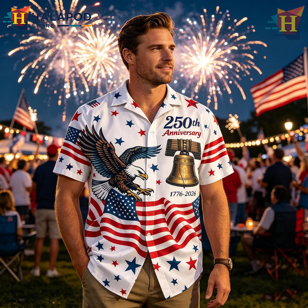 White Fathers Independence Hawaiian Shirt 2026 America 250th Patriotic Gear