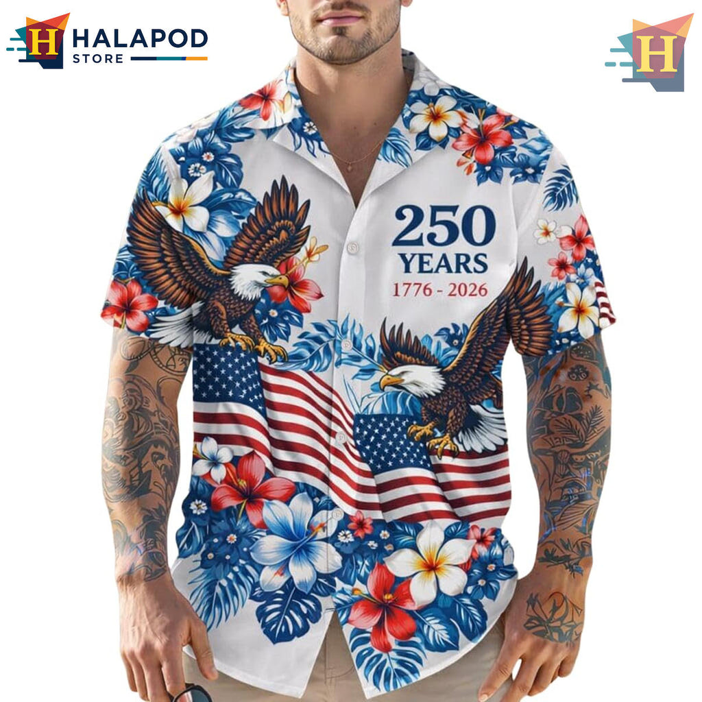 White Patriotic 250th Anniversary Hawaiian Shirt 2026 Independence Fan Gear