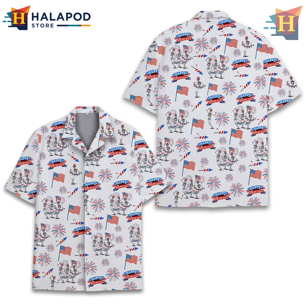 White Skeleton Bigfoot Hawaiian Shirt Tropical Sasquatch Summer Beach Fan Gear
