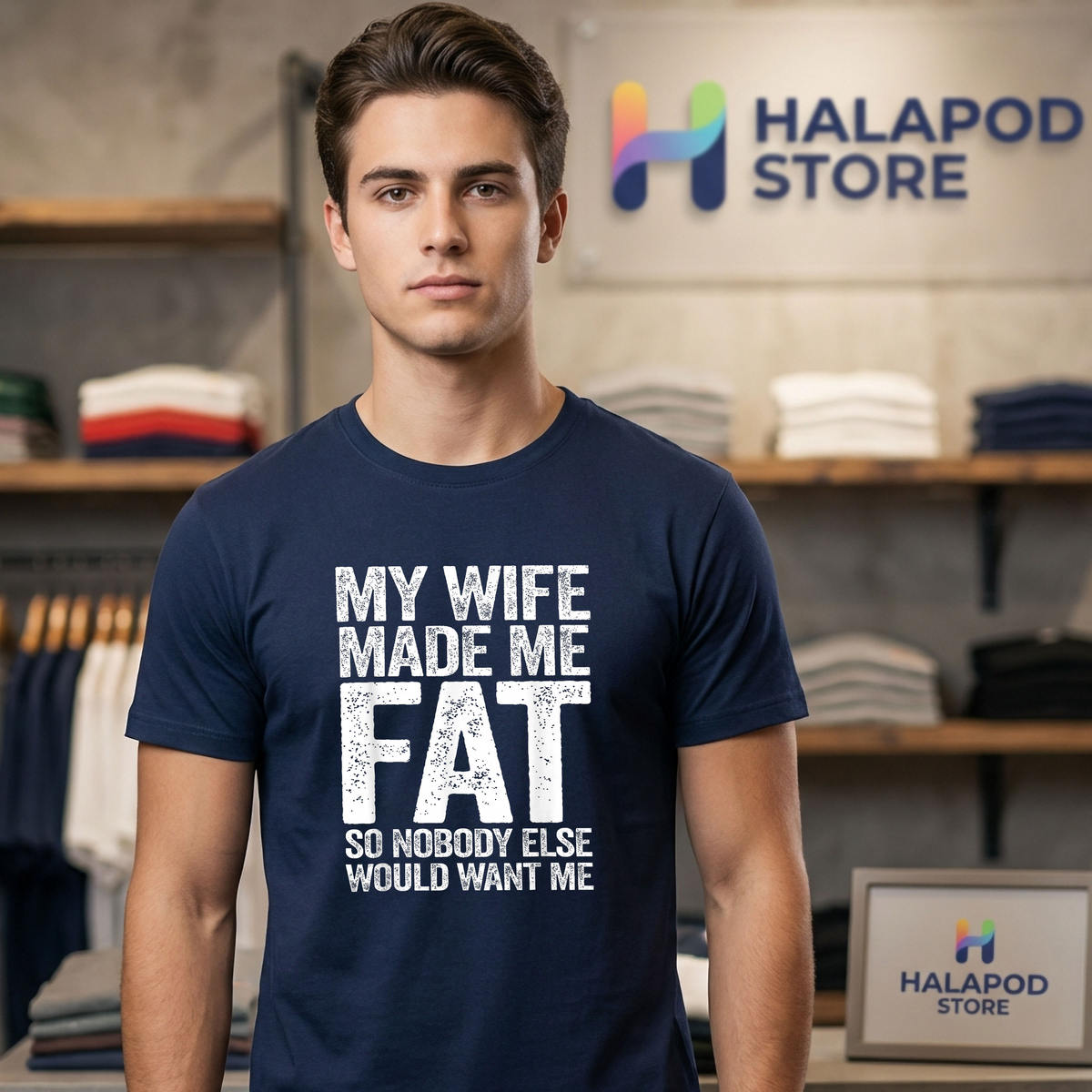 Wife Made Fat Fathers Day Shirt 2026 Humor Funny Saying Husband Men Apparel