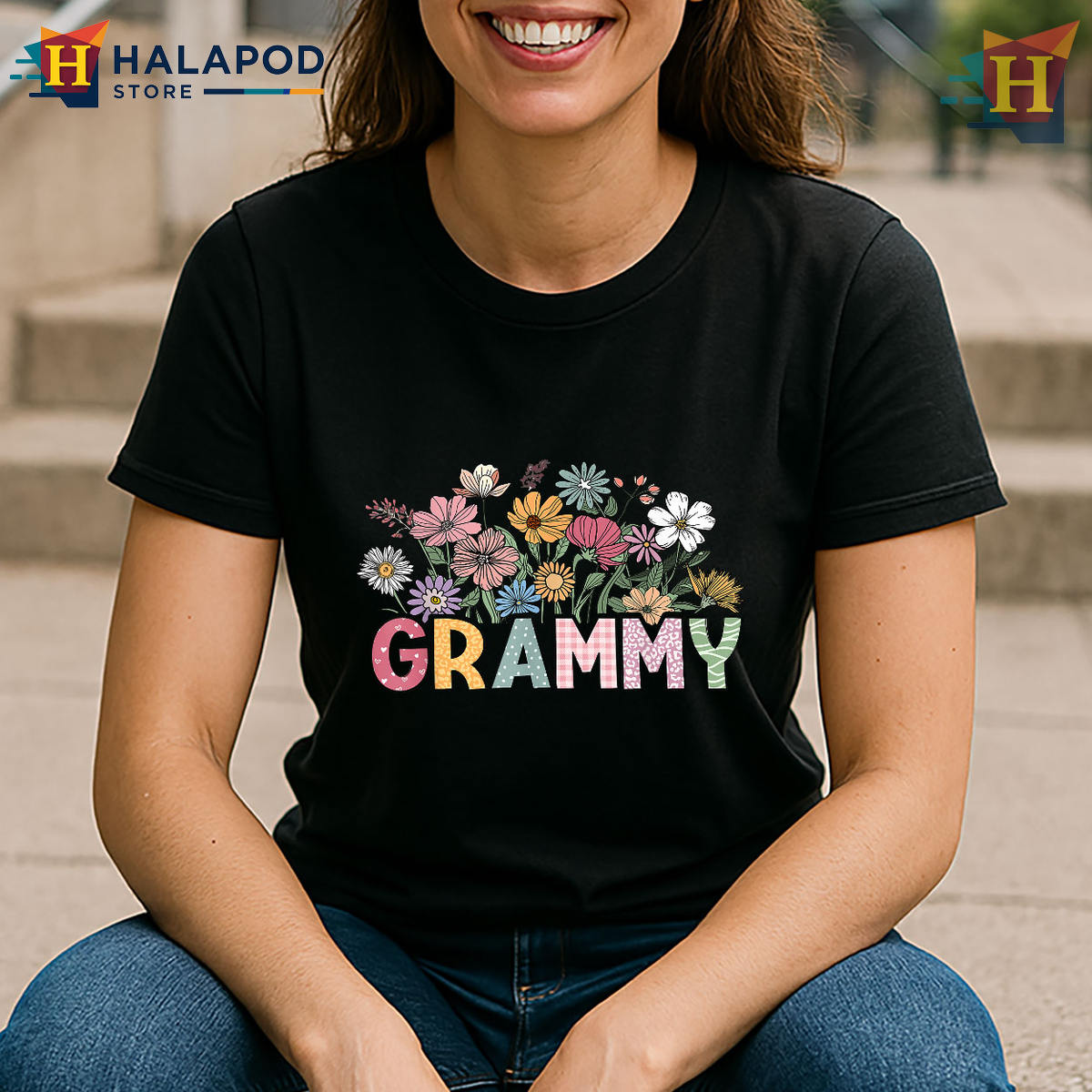 Wildflower Grammy Floral Gift Mothers Day Shirt For Grandma