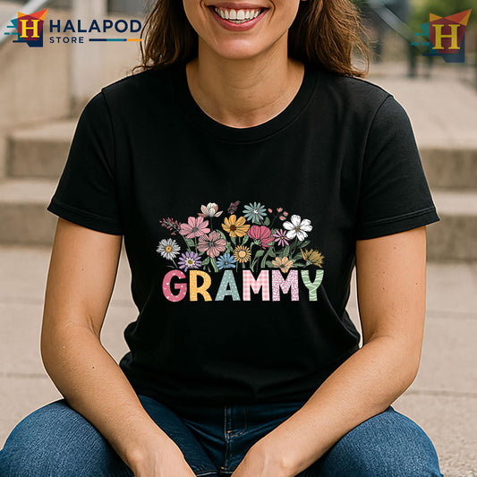Wildflower Grammy Floral Gift Mothers Day Shirt For Grandma