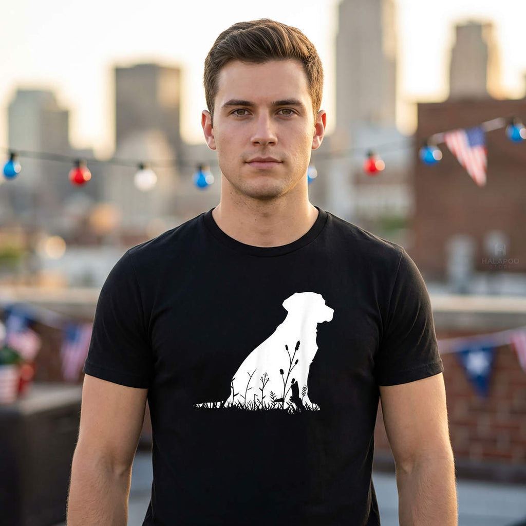 Wildflower Silhouette Labrador Dog Mom Shirt Retriever Graphic Casual Womens