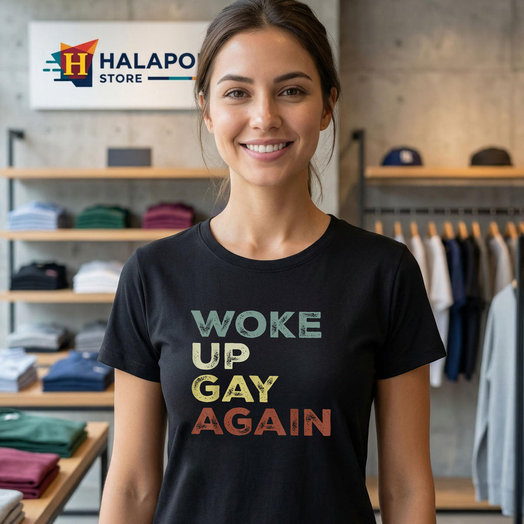 Woke Up Gay Again Vintage Retro Shirt 2026 Funny LGBTQ Pride Month Apparel