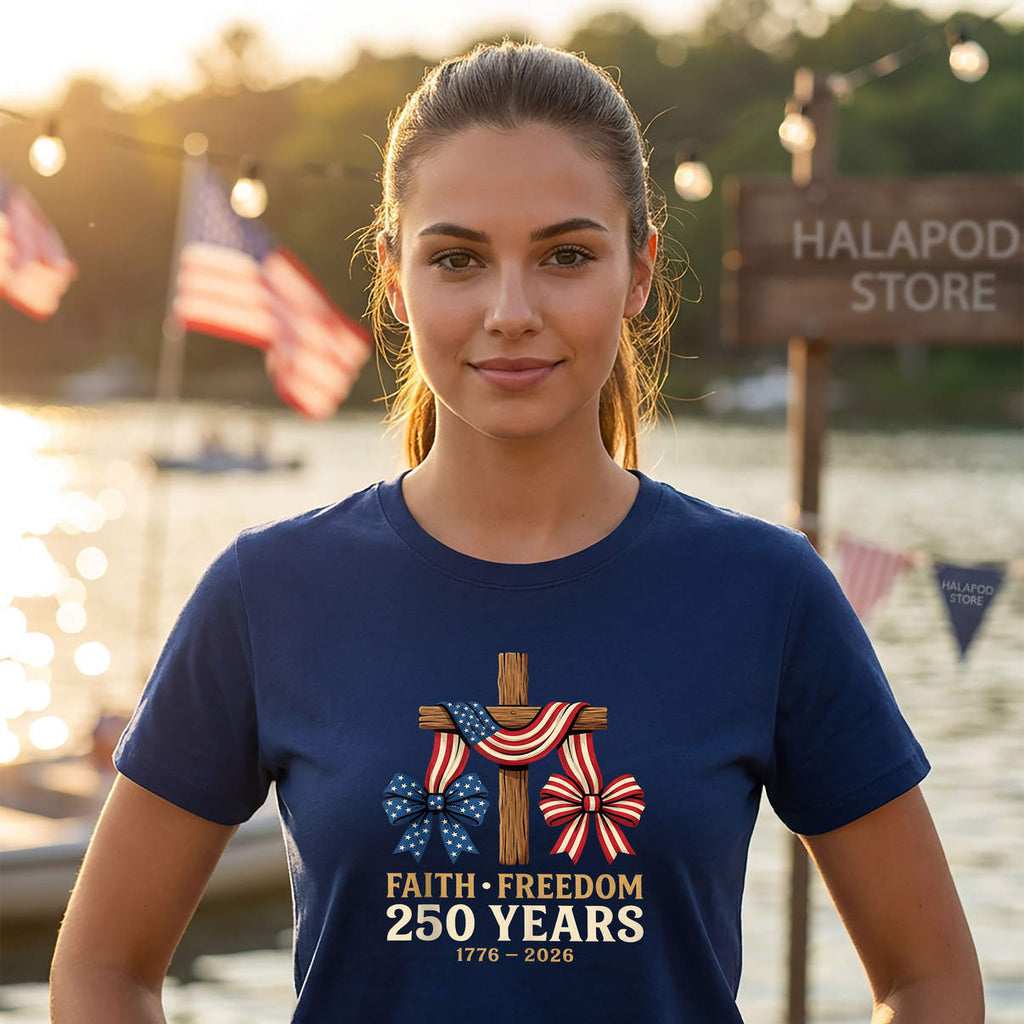 Women 4th Of July America Flag T-Shirt 250 Anniversary USA Heritage Graphic