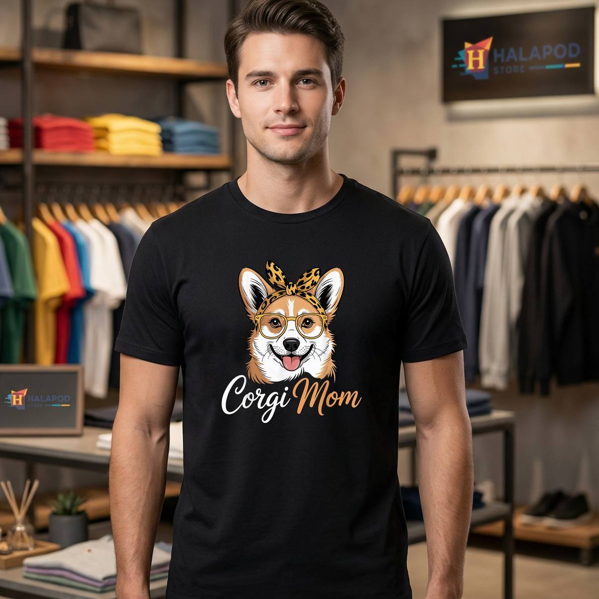 Womens Corgi Mom Mum Dog Fan Tee Shirt Pet Lover Graphic Design Apparel Mens