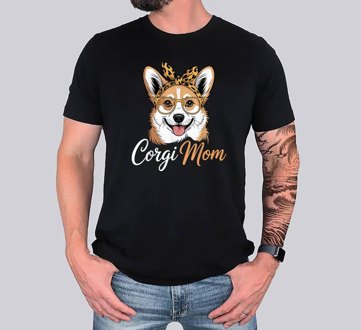 Womens Corgi Mom Mum Dog Fan T-Shirt Pet Lover Graphic Design Apparel Mens