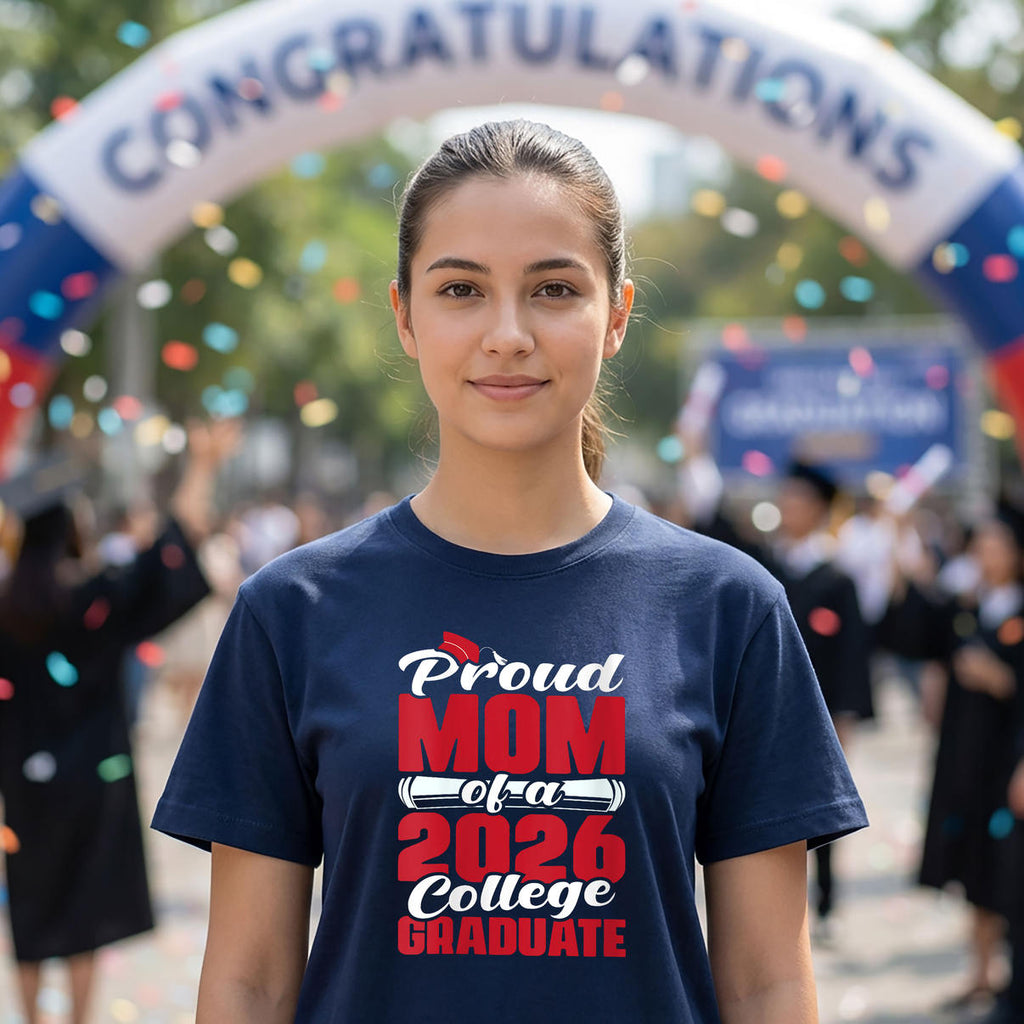 Womens Mom College Graduate Shirt 2026 Proud Family Graduation Gifts Apparel